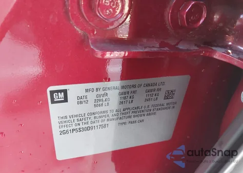 2013 Cadillac Xts Luxury z USA, uszkodzony, nr VIN 2G61P5S30D9117581